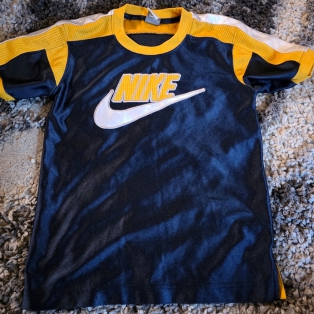 Nike Kids' Blue and Yellow Short Sleeve Tee